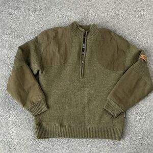 Team Realtree Sweater Mens Medium Green Wool 1/4 Zip Mock Neck Hunting Pullover